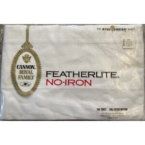 Vintage Cannon Royal Family Featherlite No-Iron Full Fitted Sheet White NWT